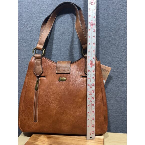 Justin Western Carry Handbag With Dual Zippered Pockets Magnet Closure Brown - Picture 10 of 11